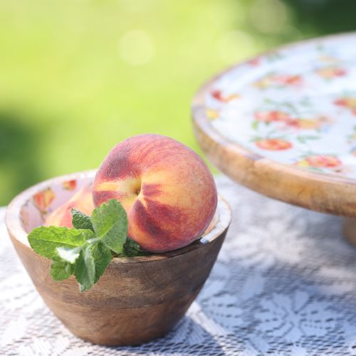 daiktų Mango medžio dekoratyvinis dubuo persikų spalvos medinis dubuo Ø12,5 cm, 2 vnt.