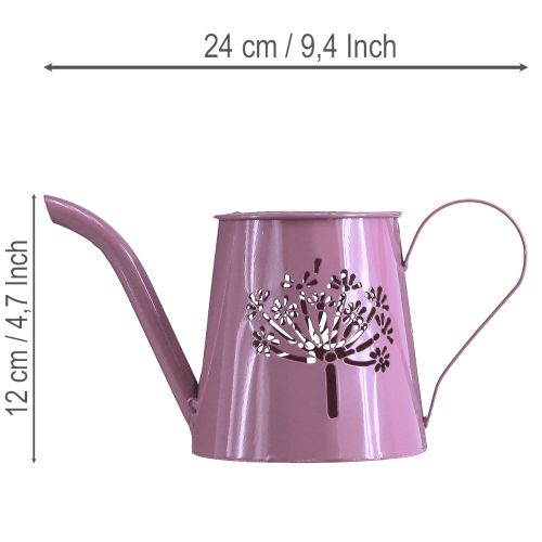 Metalinė dekoratyvinė laistytuvė, rožinės kiaulpienės raštas, 12 cm, 2 vnt. | Floristik24.lt