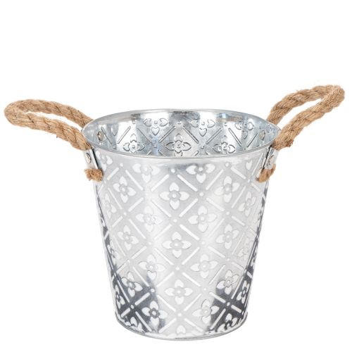 Metalinis sodinimo vazonas, gėlių vazonas su rankenomis, sodintuvas su gėlių raštu Ø18cm pirkti | Floristik24.lt