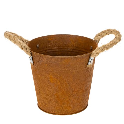 Metalinis vazonas su rankenomis, žolelių vazonas, rūdžių dekoracija Ø16,5 cm, aukštis15 cm | Floristik24.lt