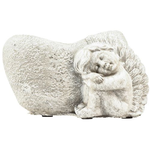 daiktų Mini augalinis dubuo kapas angelas angelas pilka augalo širdelė 16×12cm H9,5cm