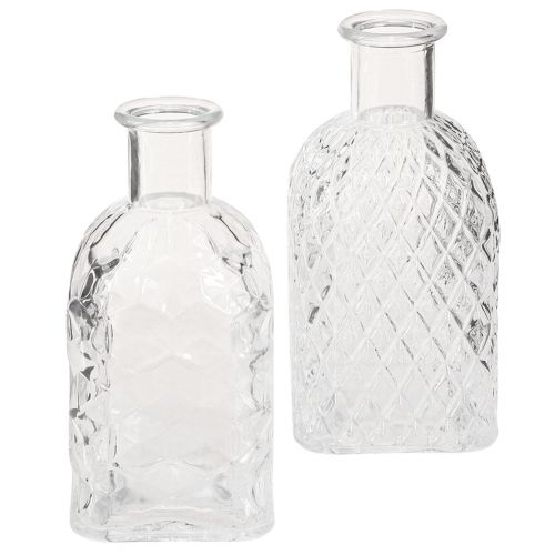 Floristik24 Mini vazos kvadratiniai stiklo dekoratyviniai buteliai H13cm 4vnt
