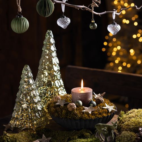 Floristik24 Mini Kalėdų eglutė su LED apšvietimu, žalia, auksinė, 28 cm