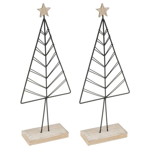 Floristik24 Mini eglutė metalo mediena juoda natūrali 28cm 2vnt