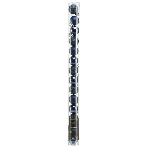 daiktų Mini kalėdiniai rutuliukai mėlyni nedūžtantys mišinys Ø3cm 14 vnt