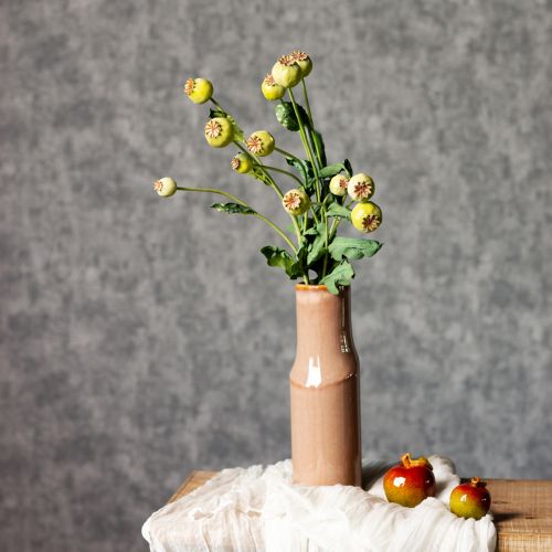 daiktų Dirbtinių aguonų puokštė, tikroviškos gėlės namų dekorui, 61 cm, 3 vnt.