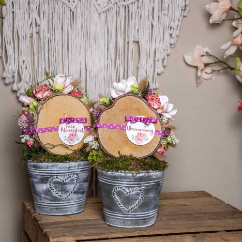 Floristik24 Gėlių vazonas nuskuręs prašmatnus vazonas metalinė širdelė Ø17cm H13,5cm