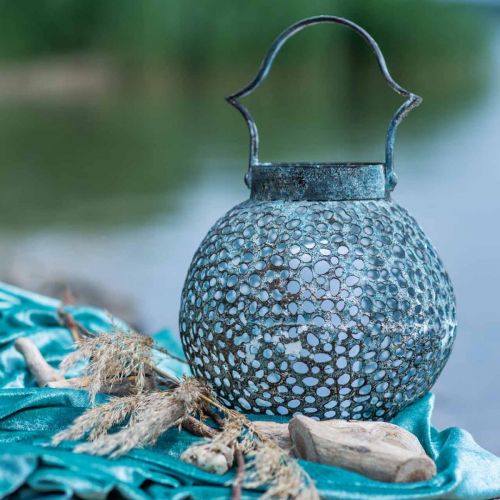Floristik24 Metalinis žibintas, žibintas, žvakidės senovinės išvaizdos Ø15cm H22cm