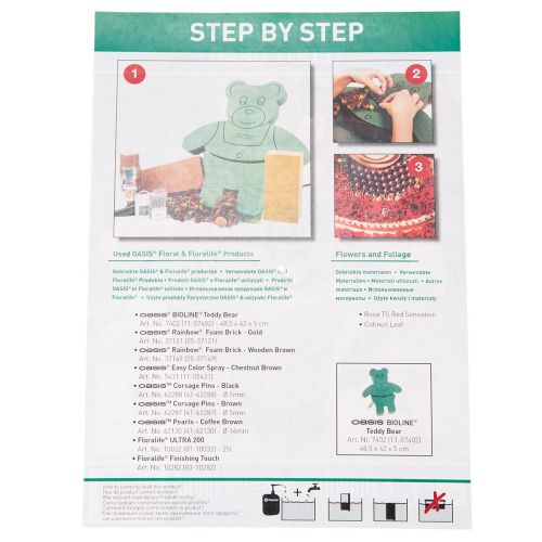 daiktų Gėlių rašto putplasčio meškiuko figūrėlė su stovu, 48,5 cm x 42 cm, aukštis 5 cm, 1 vnt.