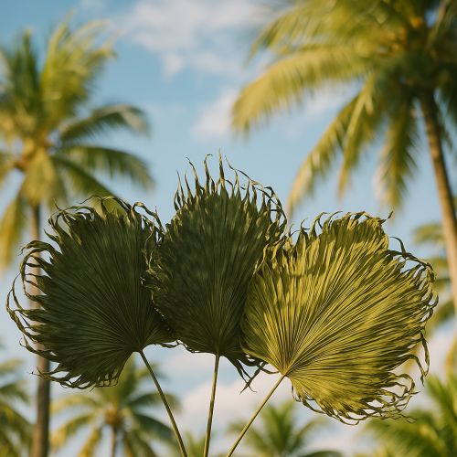 daiktų Palmių lapų dekoracijos egzotiškoms kompozicijoms ir stalo dekoravimui, 5 vnt.