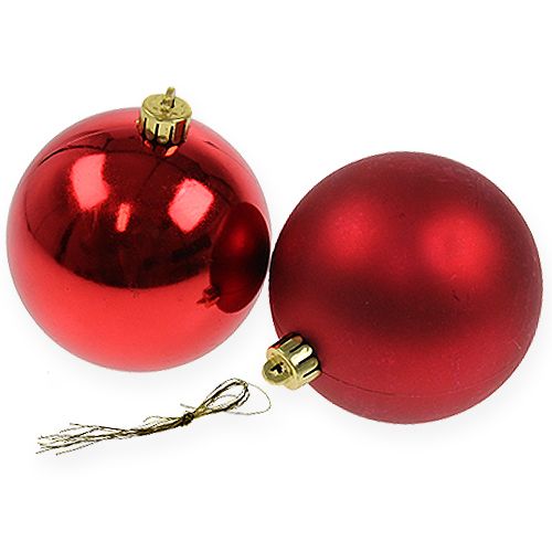 Floristik24 Kalėdinis rutulys raudonas 10cm 4 vnt