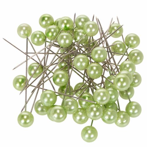 Smeigtukai su perlinėmis galvutėmis, obuolių žalios spalvos, Ø10 mm, 60 mm pirkti | Floristik24.lt