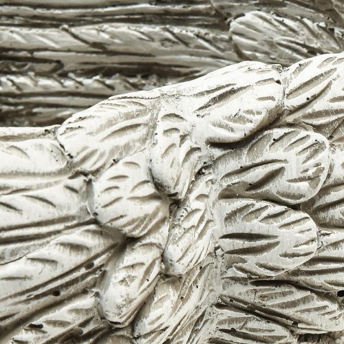 Floristik24 Augalinės širdies plunksnos išlietos akmeninės širdelės pilka balta 13×12×6cm 2vnt