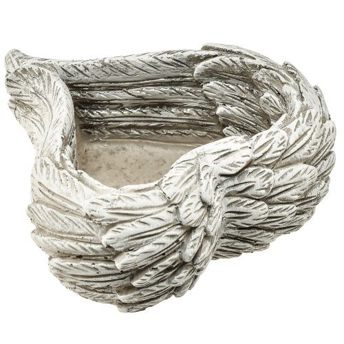 Augalinės širdies plunksnos išlietos akmeninės širdelės pilka balta 13×12×6cm 2vnt | Floristik24.lt
