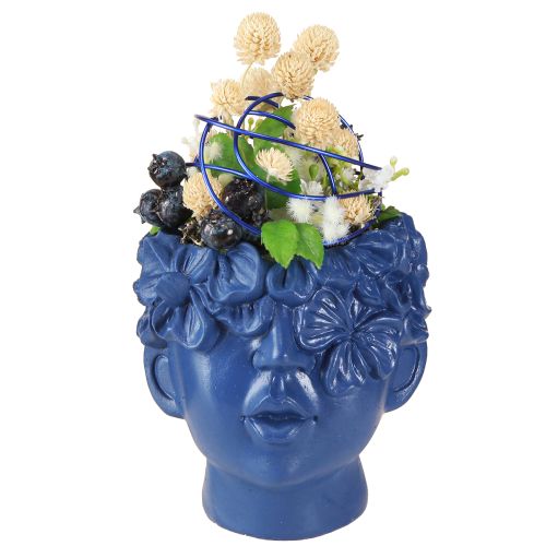 daiktų Plant Head Polyresin Bust Planter Mėlyna 13,5×13×14cm