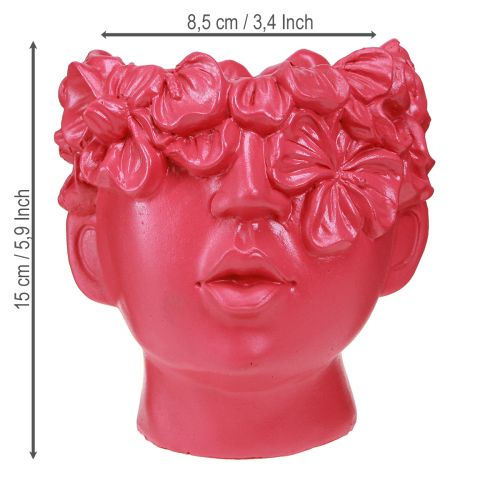 daiktų Plant Head Polyresin Bust Planter Rožinė 13,5×13×14cm