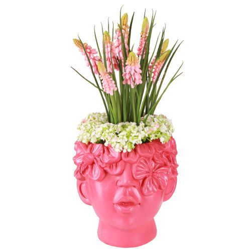 Plant Head Polyresin Bust Planter Rožinė 13,5×13×14cm