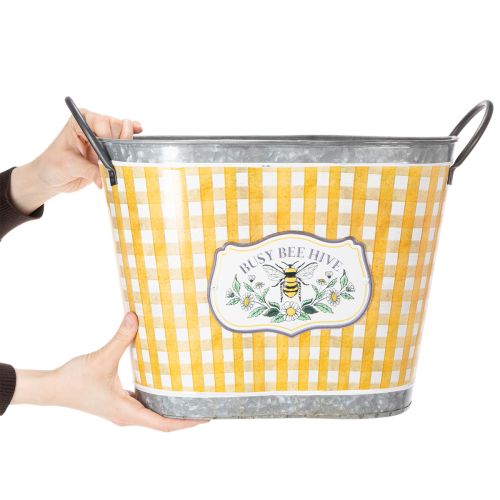 daiktų Ovalus augalų vazonas su bitės raštu, languotas raštas, vasariška dekoracija, 38 × 24 × 29 cm