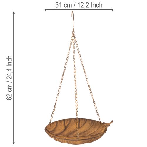 Dekoratyvinis pakabinamas dubuo, sodo puošmena, rūdžių imitacijos, Ø31cm, ilgis62cm | Floristik24.lt