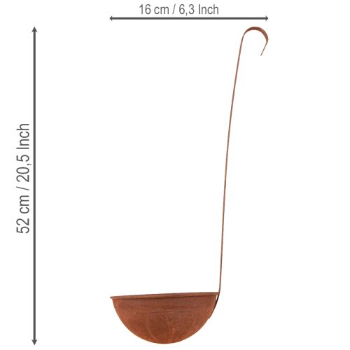 daiktų Pakabinamas vazonas, virtuvės dekoracija, samtis, rūdžių spalvos apdaila, Ø16,5 cm, 2 vnt.
