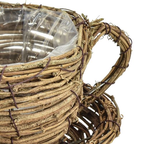 daiktų Augalinis puodelis su lėkšte augalų vazonas vynmedis natūralus Ø19cm H9cm