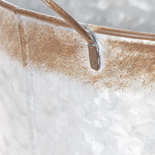 daiktų Augalų vazonas su rankenomis, dekoratyvinis dubuo su rūdžių apdaila, sidabro spalvos metalinis indas Ø26cm A25.5cm