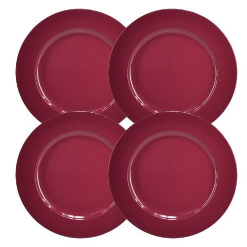 daiktų Universalios tamsiai raudonos plastikinės lėkštės – 28 cm, puikiai tinka dekoravimui ir naudojimui lauke – 4 vnt
