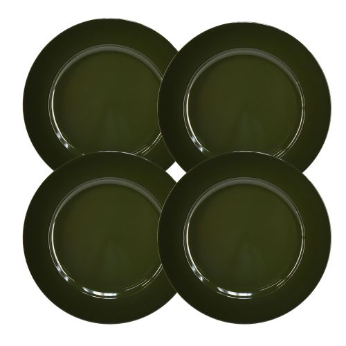 daiktų Elegantiška tamsiai žalia plastikinė lėkštė 28 cm 4vnt
