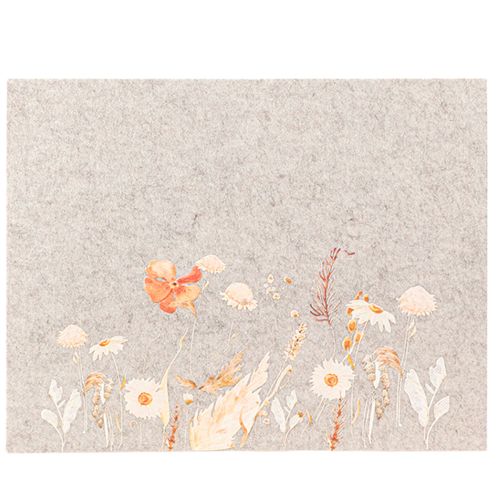 daiktų Veltinio padėkliukai su gėlių motyvais – stilingos staltiesės natūraliam stalo dekoravimui 45x35cm 2 vnt.