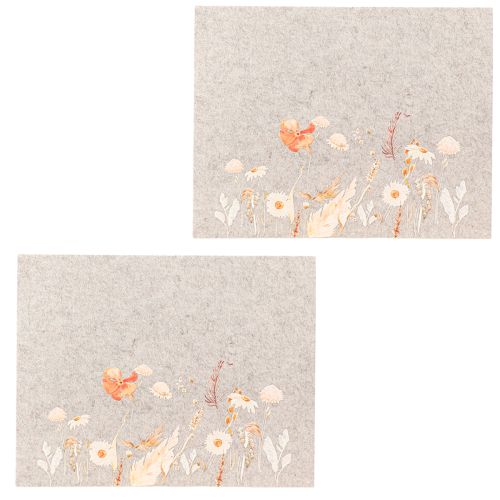 daiktų Veltinio padėkliukai su gėlių motyvais – stilingos staltiesės natūraliam stalo dekoravimui 45x35cm 2 vnt.