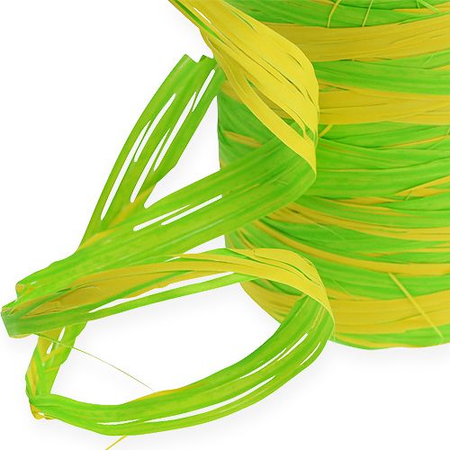 daiktų Rafijos juostelė dvispalvė žalia-geltona 200m