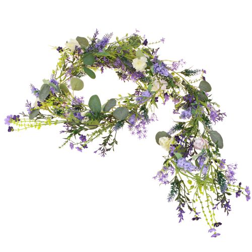 Floristik24 Romantiška gėlių girlianda violetinės rožinės baltos spalvos L194cm 2vnt