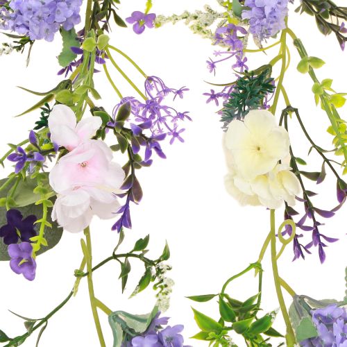 Floristik24 Romantiška gėlių girlianda violetinės rožinės baltos spalvos L194cm 2vnt