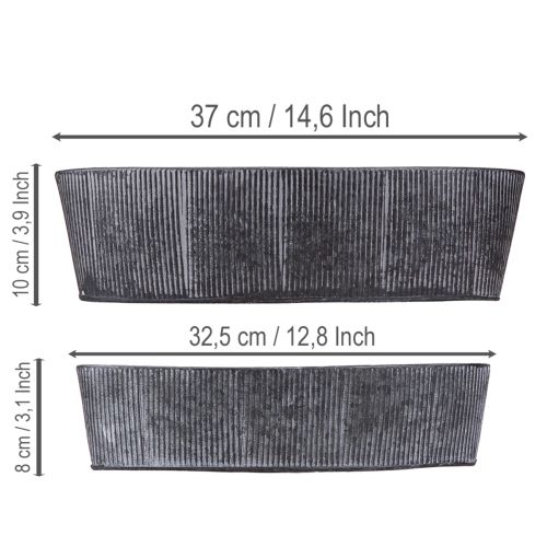 daiktų Ovalus metalinis dubuo, juodas/pilkas, vintažinio stiliaus, 32,5/37 cm, 2 vnt. rinkinys