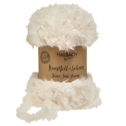 Floristik24 Virvelė iš dirbtinio kailio balta - purus dekoratyvinis virvelė baltas 50g 30m
