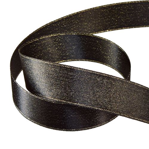 daiktų Juoda juostelė auksinė blizganti papuošalų juostelė W25mm L20m
