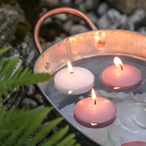 Floristik24 Plaukiojančios žvakės Plaukiojančios žvakės Rožinės Ø4,5cm H3cm 8 vnt.