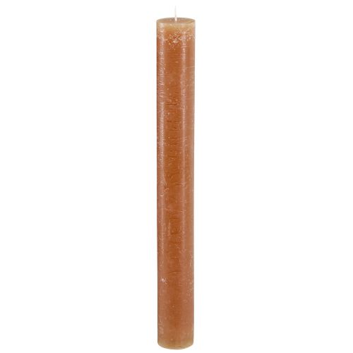 Kūginės žvakės Stalo žvakės karamelės spalvos 34mm x 300mm 4 vnt