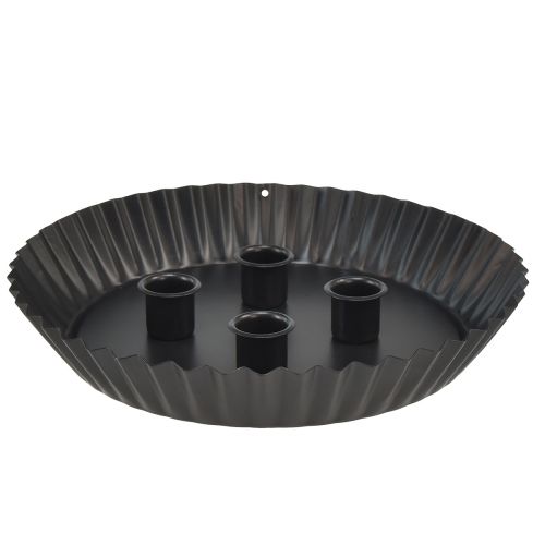 daiktų Dizainas metalinis torto formos žvakidės - juodas, Ø 24 cm - elegantiška stalo puošmena 4 žvakėms - 2 vnt.