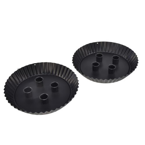 daiktų Metalinė torto formos žvakidė – juoda, Ø 24 cm – elegantiška stalo dekoracija 4 žvakėms – 2 vnt.