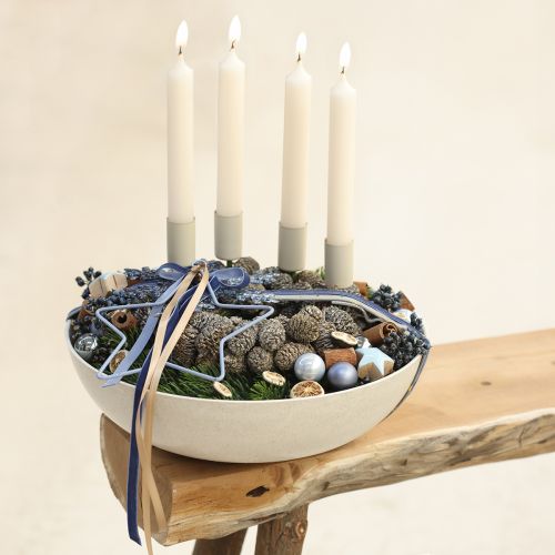 Floristik24 Metalinė žvakidė ant pagaliuko, smėlio spalvos, aukštis 11 cm, 4 vnt.