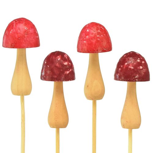 daiktų Gėlių kamštukas grybo dekoratyvinis medinis kamštukas raudonas Ø2.5cm 8 vnt