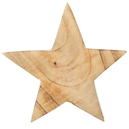 daiktų Kaimiška dekoratyvinė žvaigždė, pagaminta iš paulownia medžio - natūralaus dizaino, Ø 15 cm, 6 cm storio - universalus medinis dekoras - 2 vnt.