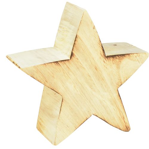 Floristik24 Kaimiška dekoratyvinė žvaigždė iš medžio - natūralaus medžio išvaizda, 20x7 cm - universalus kambario dekoravimas