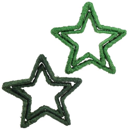 daiktų Žvaigždutė stovi kalėdinė dekoracija džiuto žalia 13/18cm 4vnt