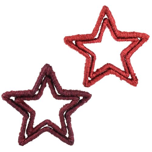 daiktų Žvaigždutė stovi Kalėdinė dekoracija džiuto raudona 13/18cm 4vnt