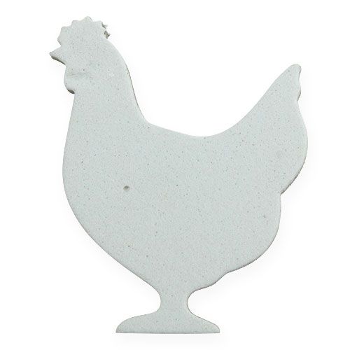 Floristik24 Pabarstykite papuošimą Velykinė vištiena, triušiena balta 4cm 96psl