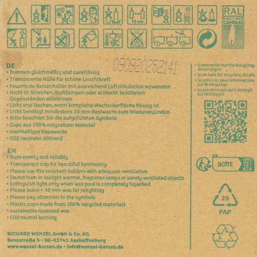 daiktų „Pure Nature Lights“ arbatinės žvakutės, degimo laikas 10 valandų, rapsų vaško žvakės, 8 vnt.