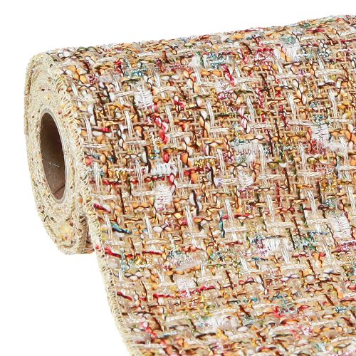 Floristik24 Stalo takelis smėlio spalvos spalvingais blizgučiais vintage retro W19cm L1,5m