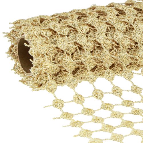daiktų Stalo bėgių tinklelis auksinis kremas su blizgučiais P19cm L1,5m